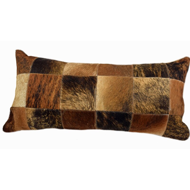 Patchwork animal print leather pillow
