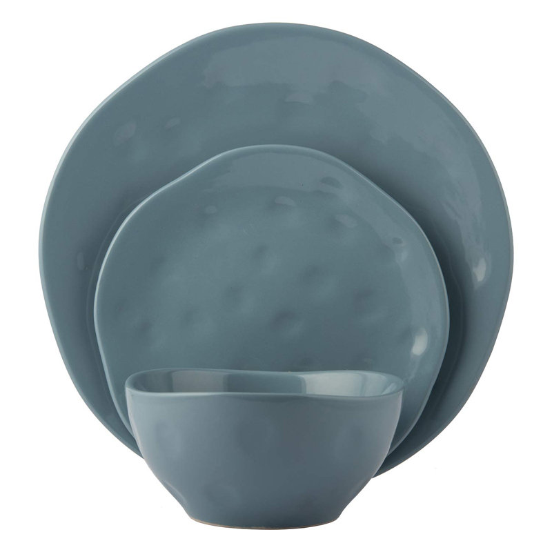 Melange Stoneware 18 Piece Irregular Shape Dinnerware Set Aqua Service For 6 Microwave Dishwasher Oven Safe Dinner Plate Salad Plate Soup Bowl 6 Each Reviews Wayfair