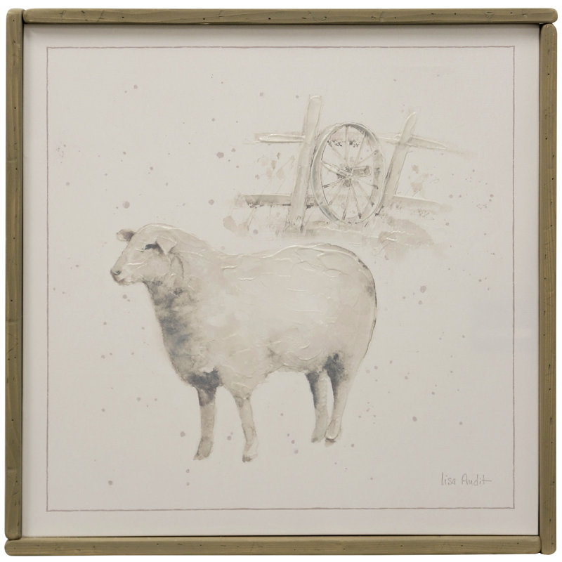 Gracie Oaks Sheep 2 Farm Animal Frame Acrylic Painting Print On