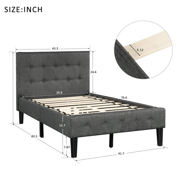 Latitude Run Dayani Twin Tufted Solid Wood And Upholstered Low Profile Platform Bed Wayfair