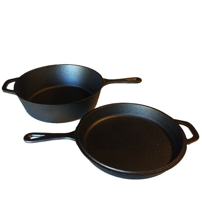 Cuisiland Cast Iron Combo Cooker 2 Pcs, 3.2Qt Wok And 10”Frying Pan ...