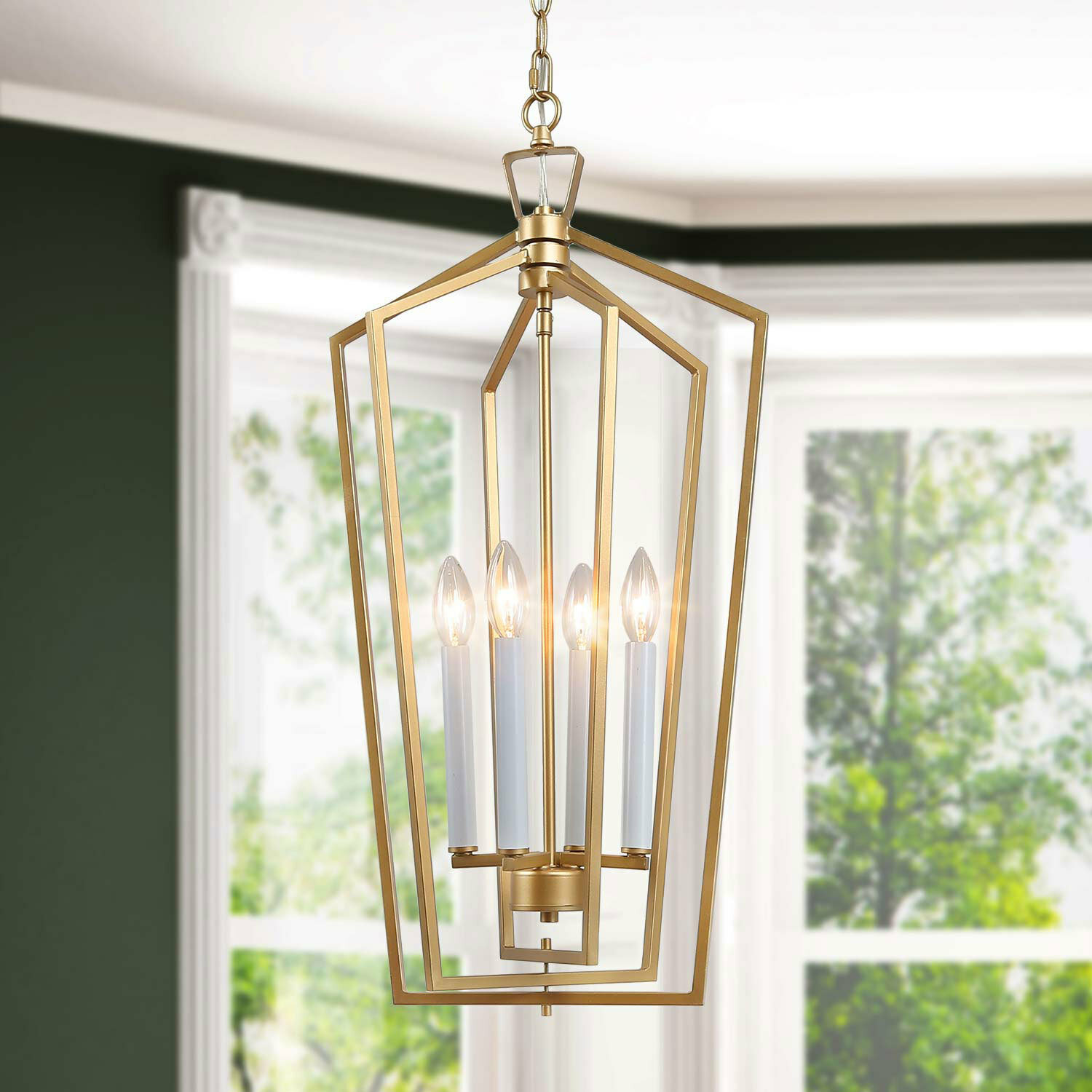 Gold Four-Light Lantern Pendant 