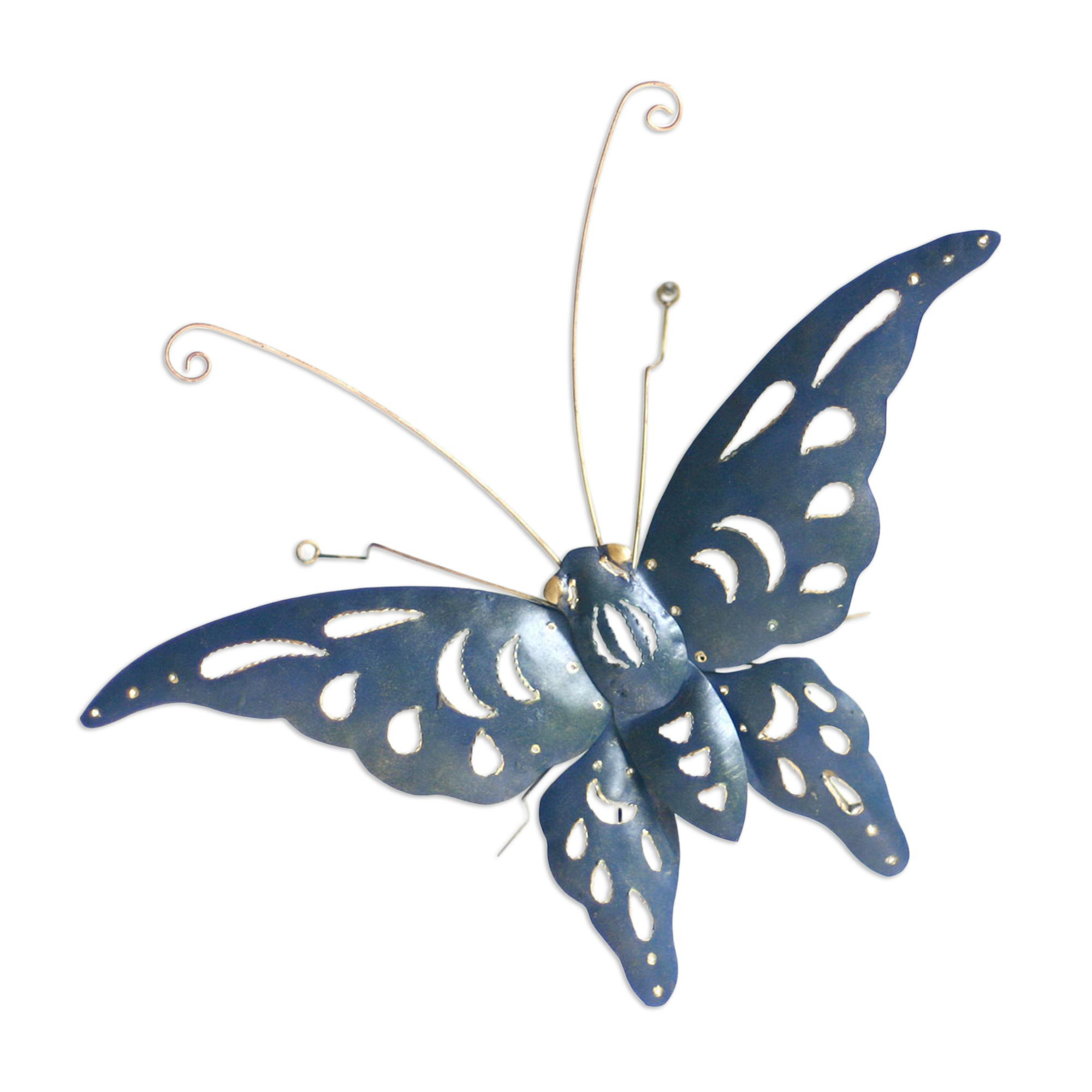 Recycled Metal Butterfly Wall Hanging Handmade in Mexico Fair Trade