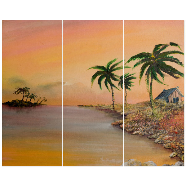 East Urban Home Coconut Trees Under The Sunset Oil Painting