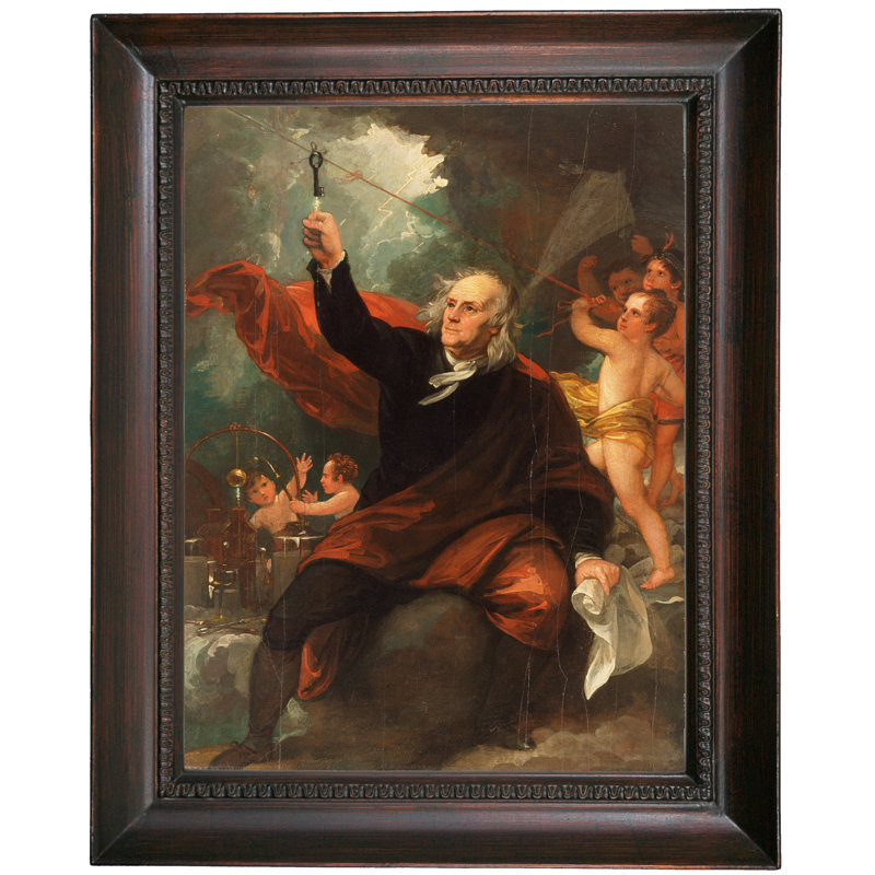 Astoria Grand Benjamin Franklin Drawing Electricity Framed Oil
