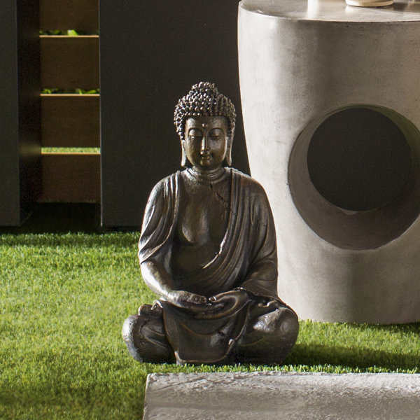Garden Buddha Statue Outdoor Meditation Sculpture Serene 21" Tall Home Patio Art 
