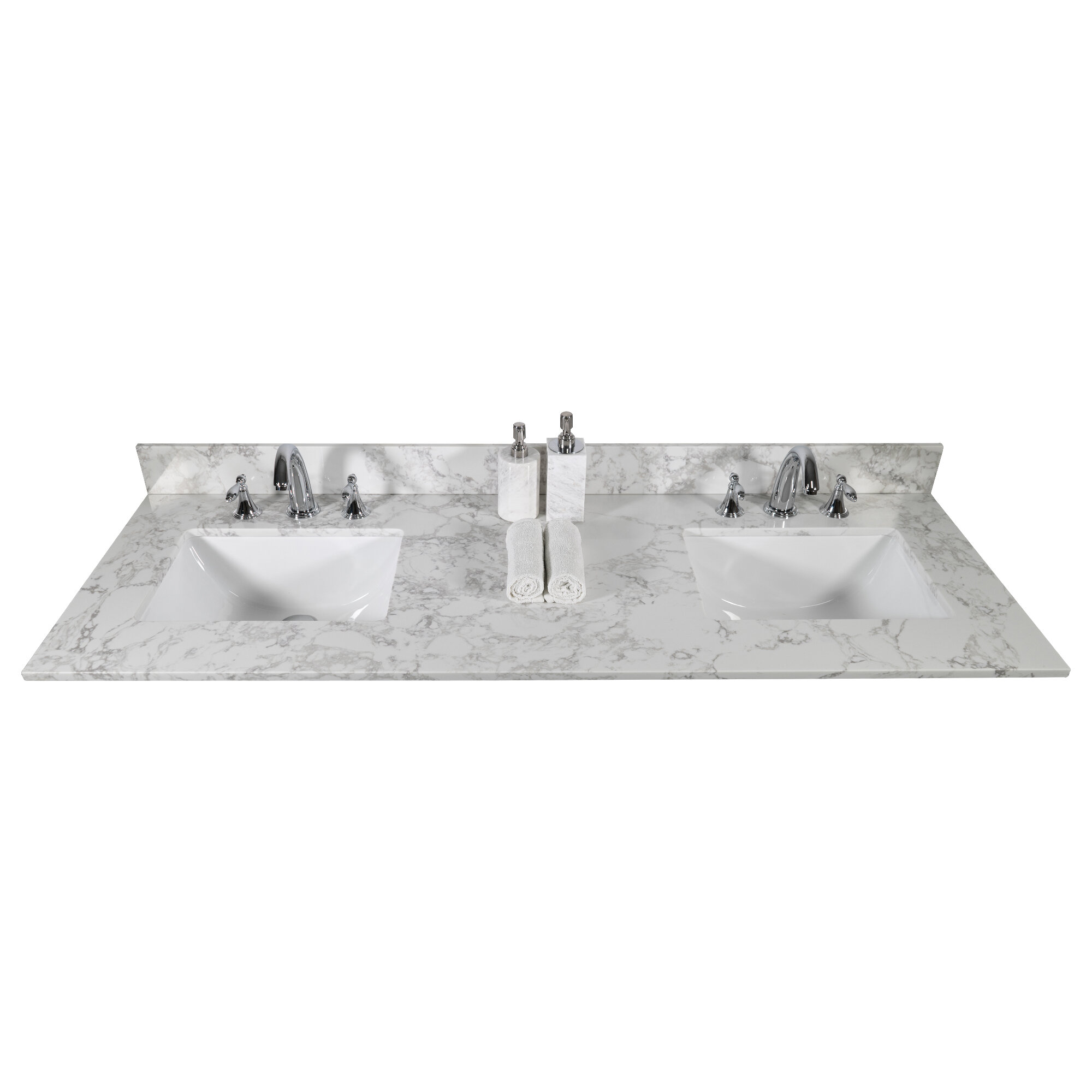 Magic Home 61 Double Bathroom Vanity Top In Carrara White With Sink Wayfair