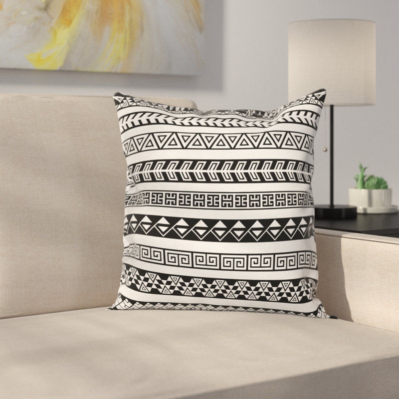 East Urban Home Boho Native American Borders Square Pillow Cover