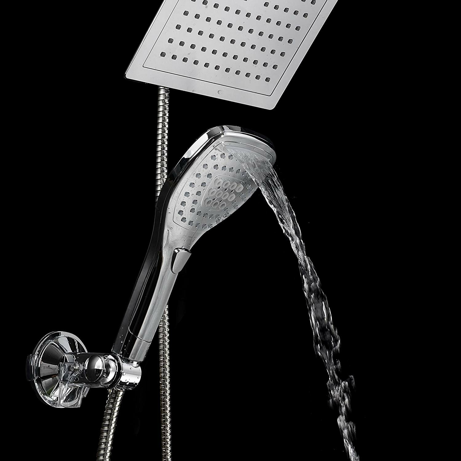 Hotel Spa 10'' 4 Setting Dual Shower Head Rainfall Jet & Handheld Wand Combo Set 
