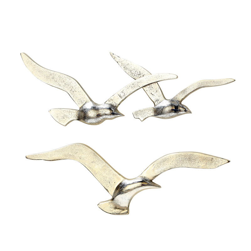 Rosecliff Heights 3 Piece Flying Birds Metal Wall Decor Set