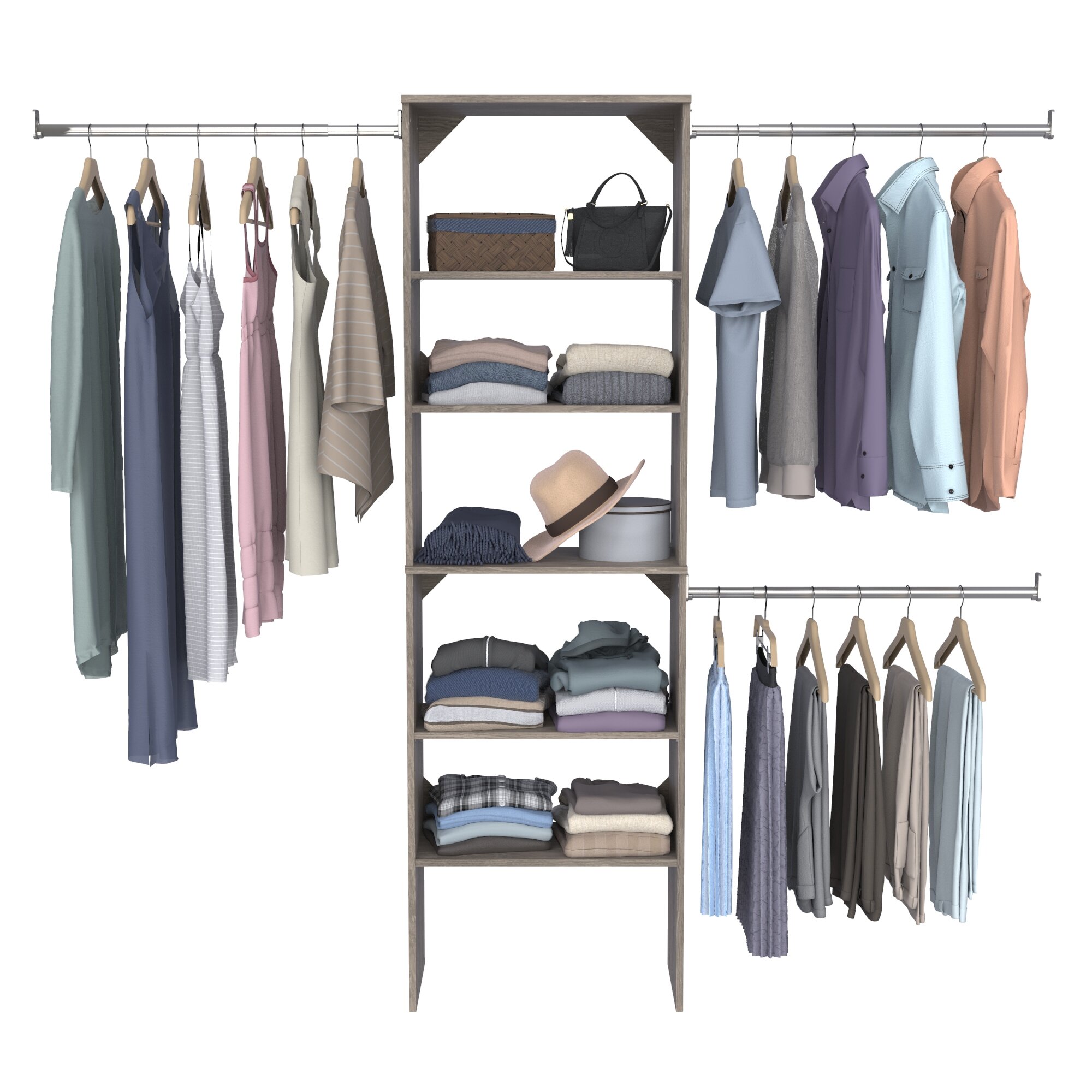 Pro Cloth Closet Organizer Shelves Stand Clothes Storage Stainless Steel Rack US 