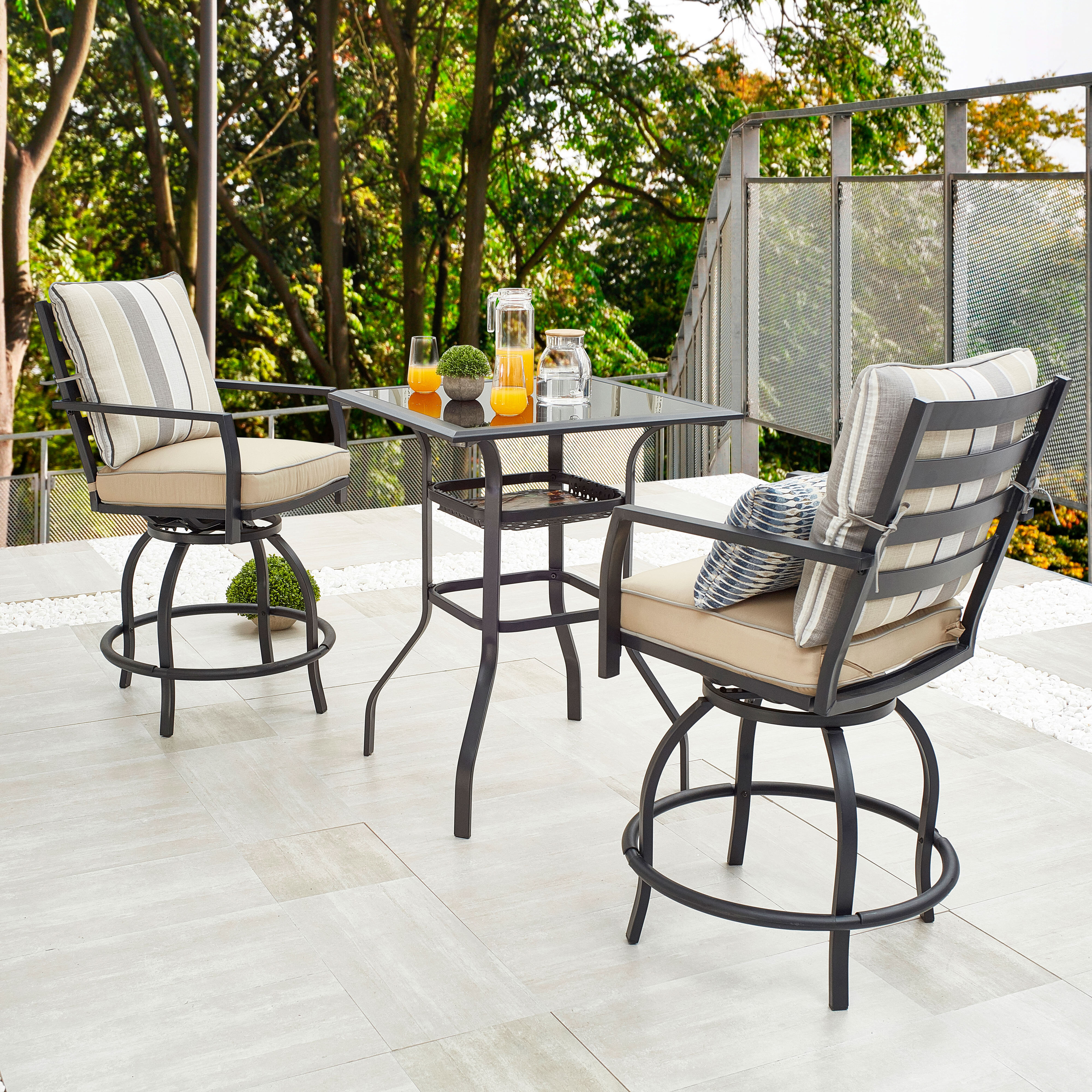 tall patio table and 2 chairs