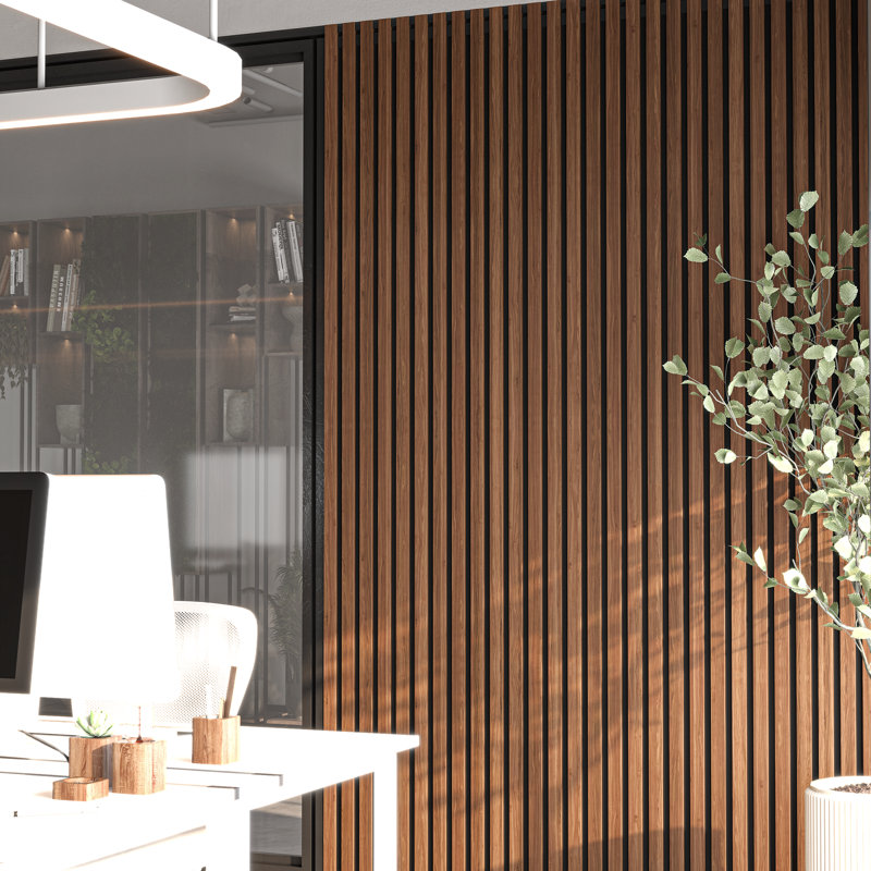 94" L x 24" W Acoustic Wood Wall Paneling, Decorative Soundproof Panels for Walls and Ceilings, 3D Slat Wood Wall Panels Finish: Oak Brown