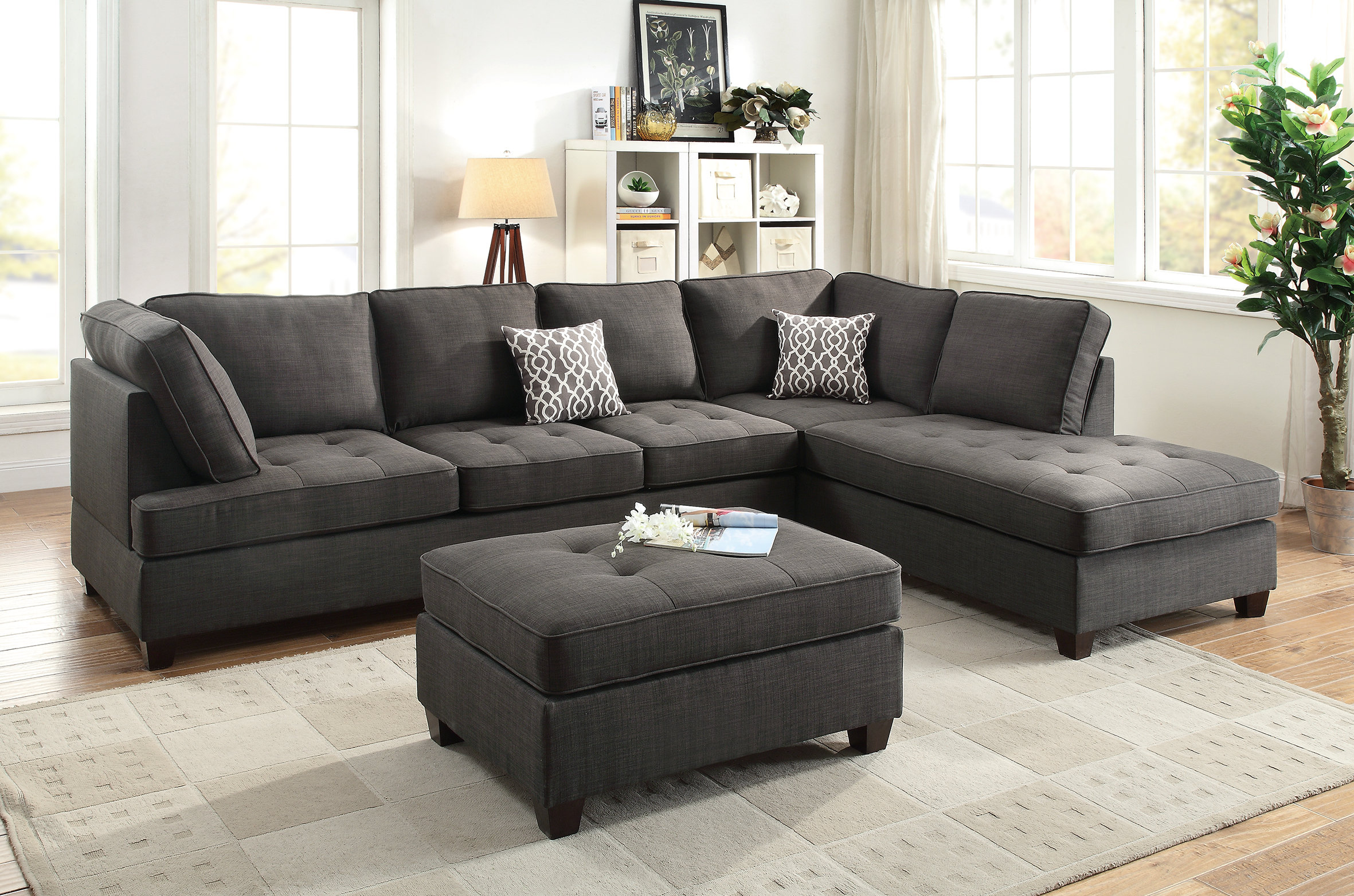 Charlton Home Allenhurst Right Hand Facing Sectional With Ottoman Reviews Wayfair