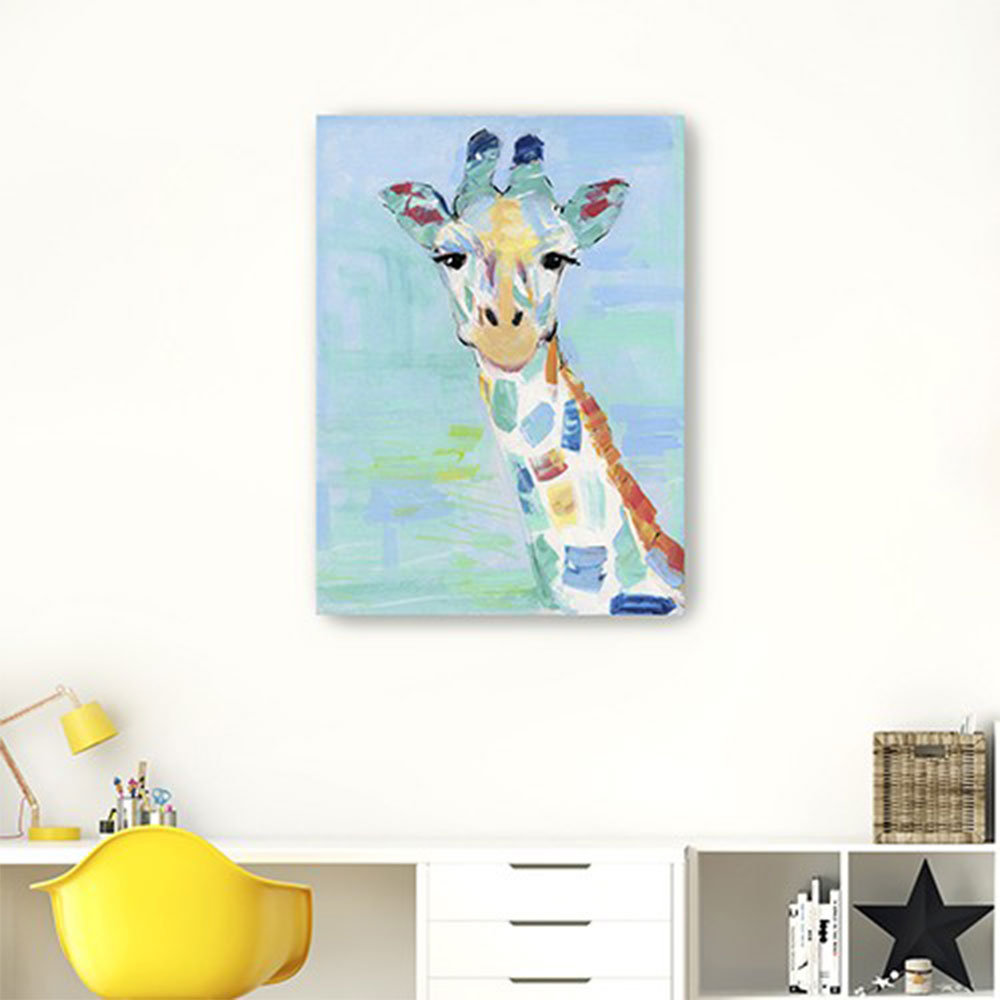 Dakota Fields 40" X 30" Pastel Patchwork Giraffe Canvas Wall Art