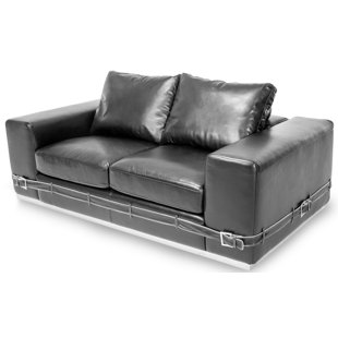 Go to store & view more images Michael Amini Mia Bella Ciras Leather Loveseat