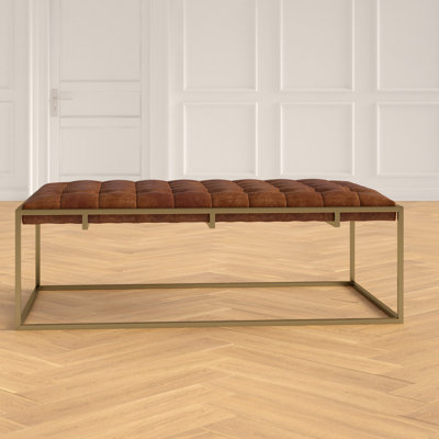 Cottrell 58 Genuine Leather Tufted Rectangle Cocktail Ottoman Joss Main