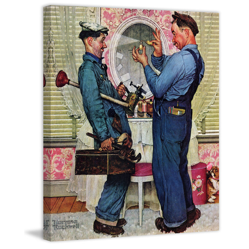 Vault W Artwork Plumbers By Norman Rockwell Painting Print On