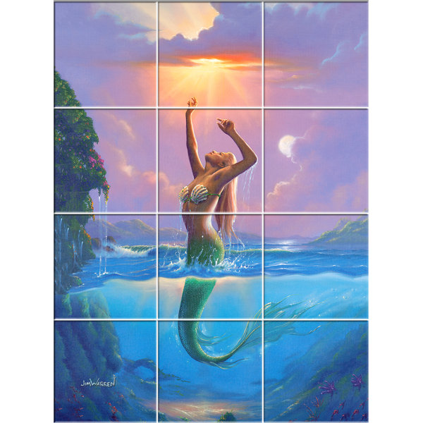 Zoomie Kids Mermaid Oil Painting Print Multi Piece Image In Blue