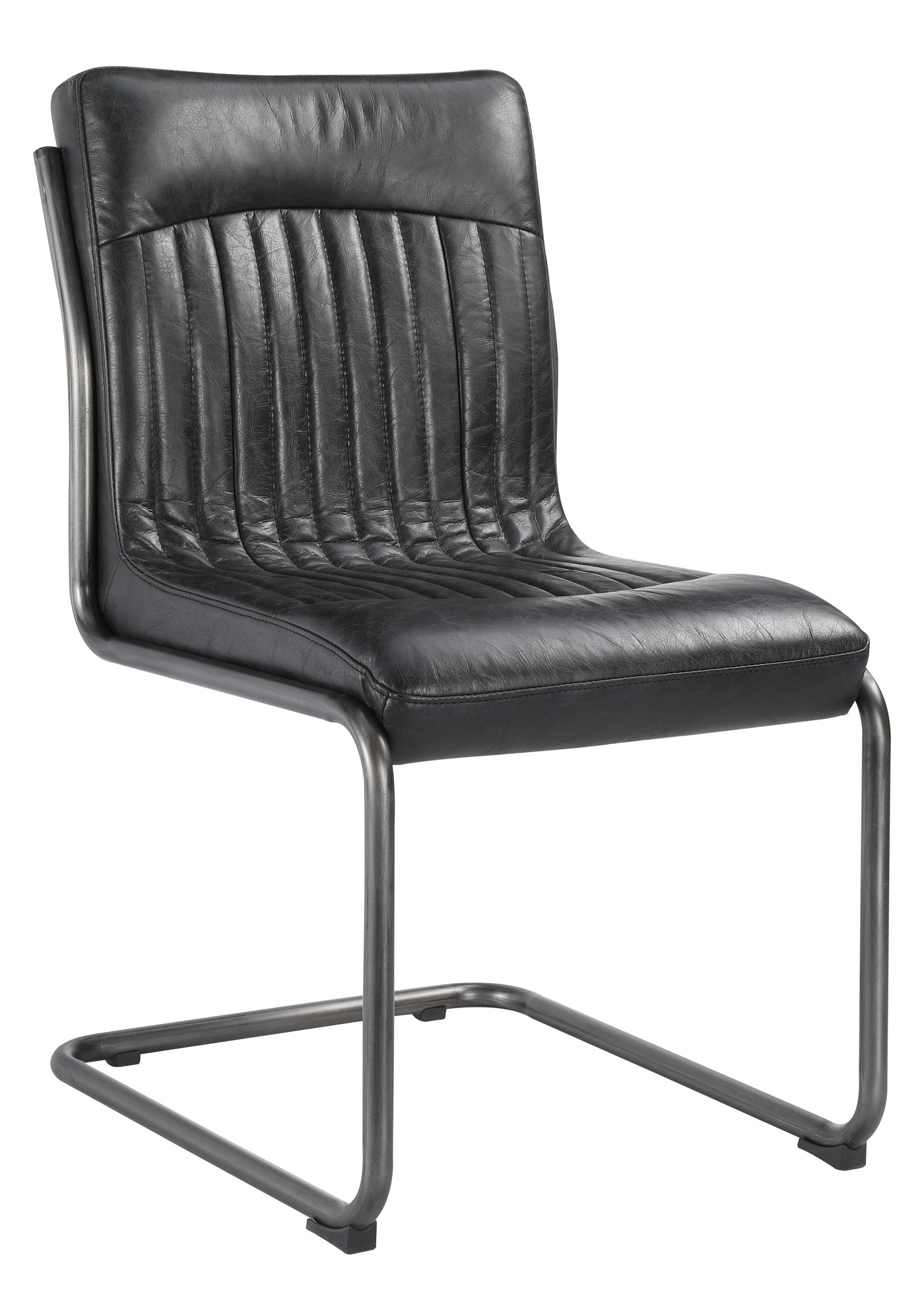 Williston Forge Dublin Leather Side Chair In Black Wayfair