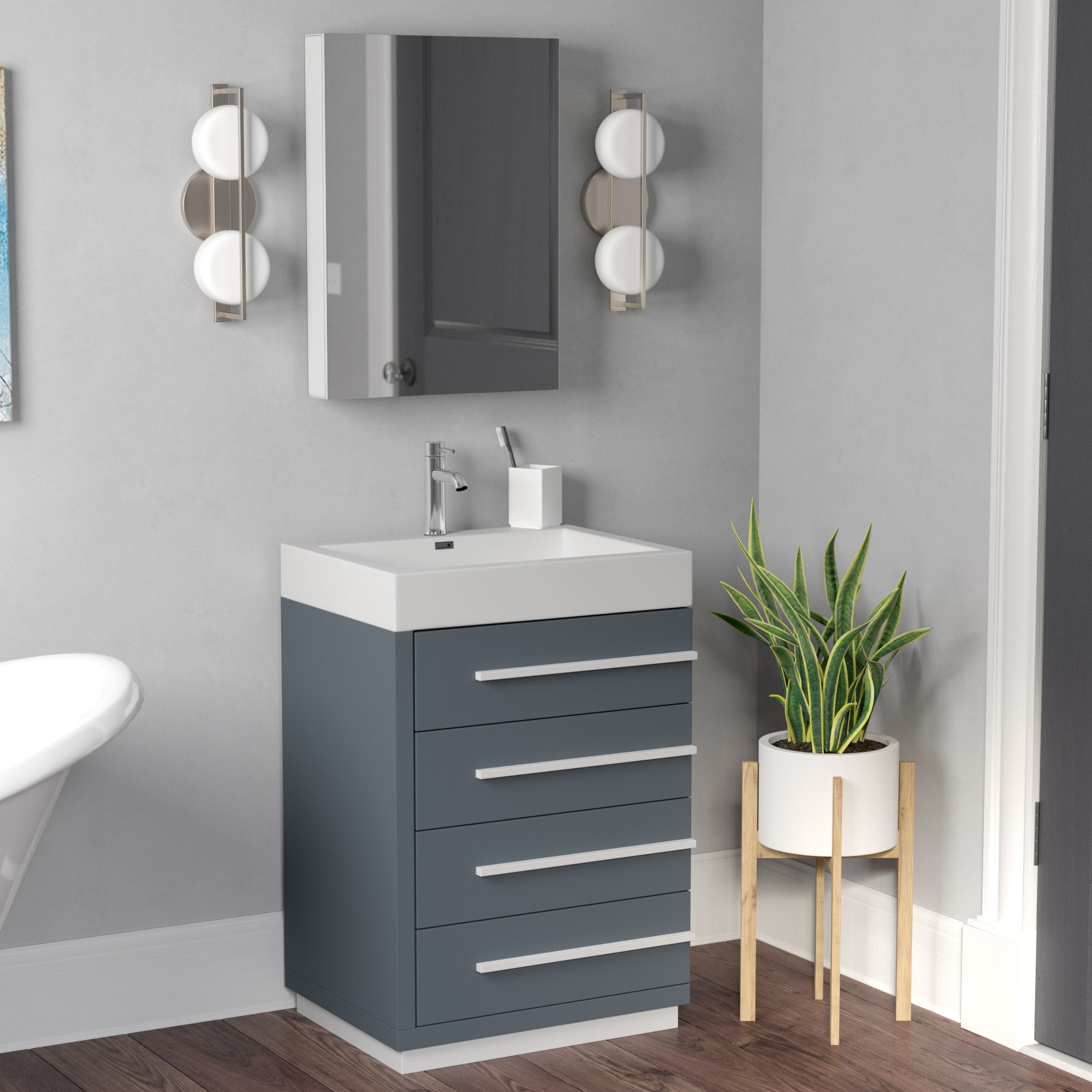 Brayden Studio Copher 23 Single Bathroom Vanity Set With White Top Brayden Studio Copher 23 Single Bathroom Vanity Set With White Top And Mirror Reviews Wayfair