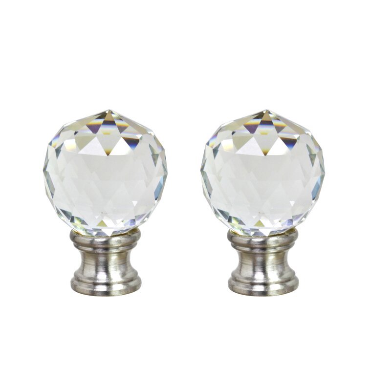 CLEAR 30MM  CRYSTAL BALL & SILVER LAMP FINIAL FREE SHIPPING 