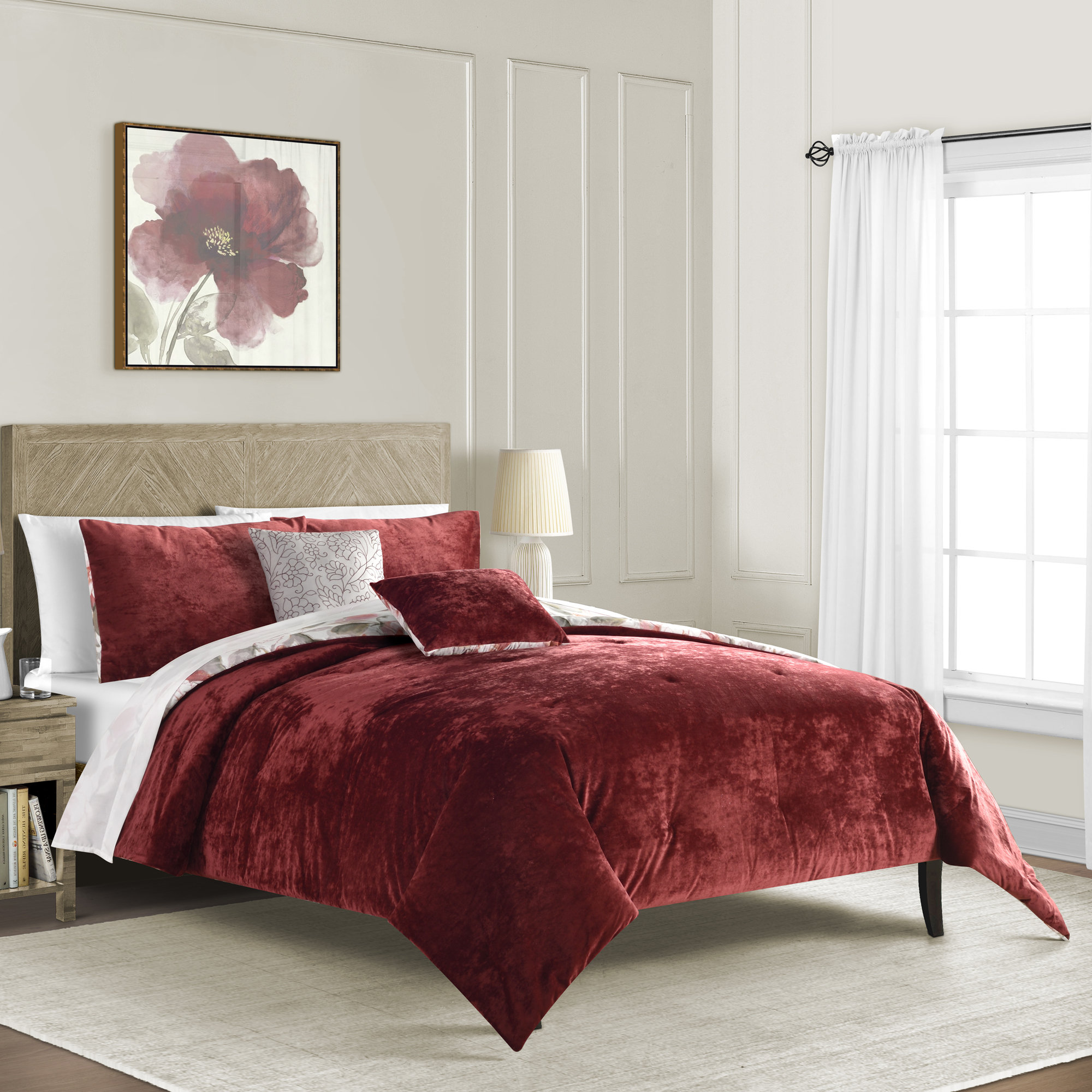 velvet burgundy comforter