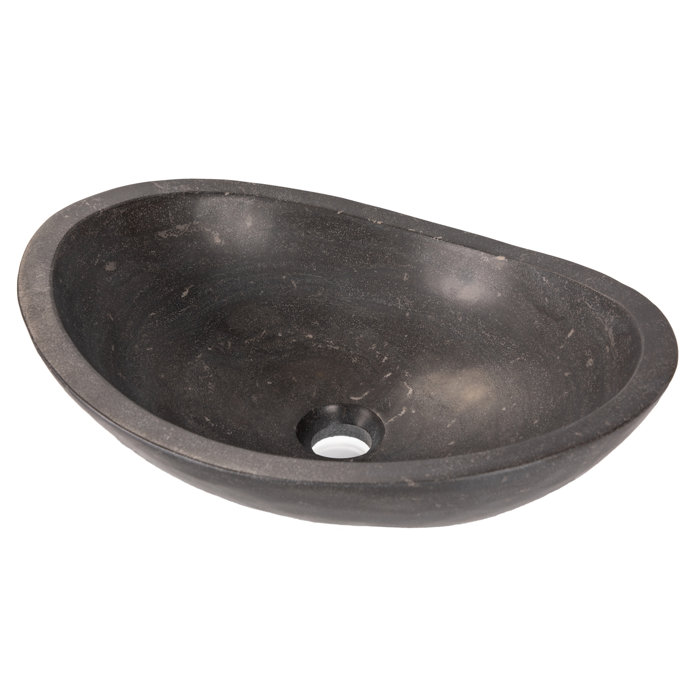Edenbath Stone Canoe Honed Limestone Oval Vessel Bathroom Sink