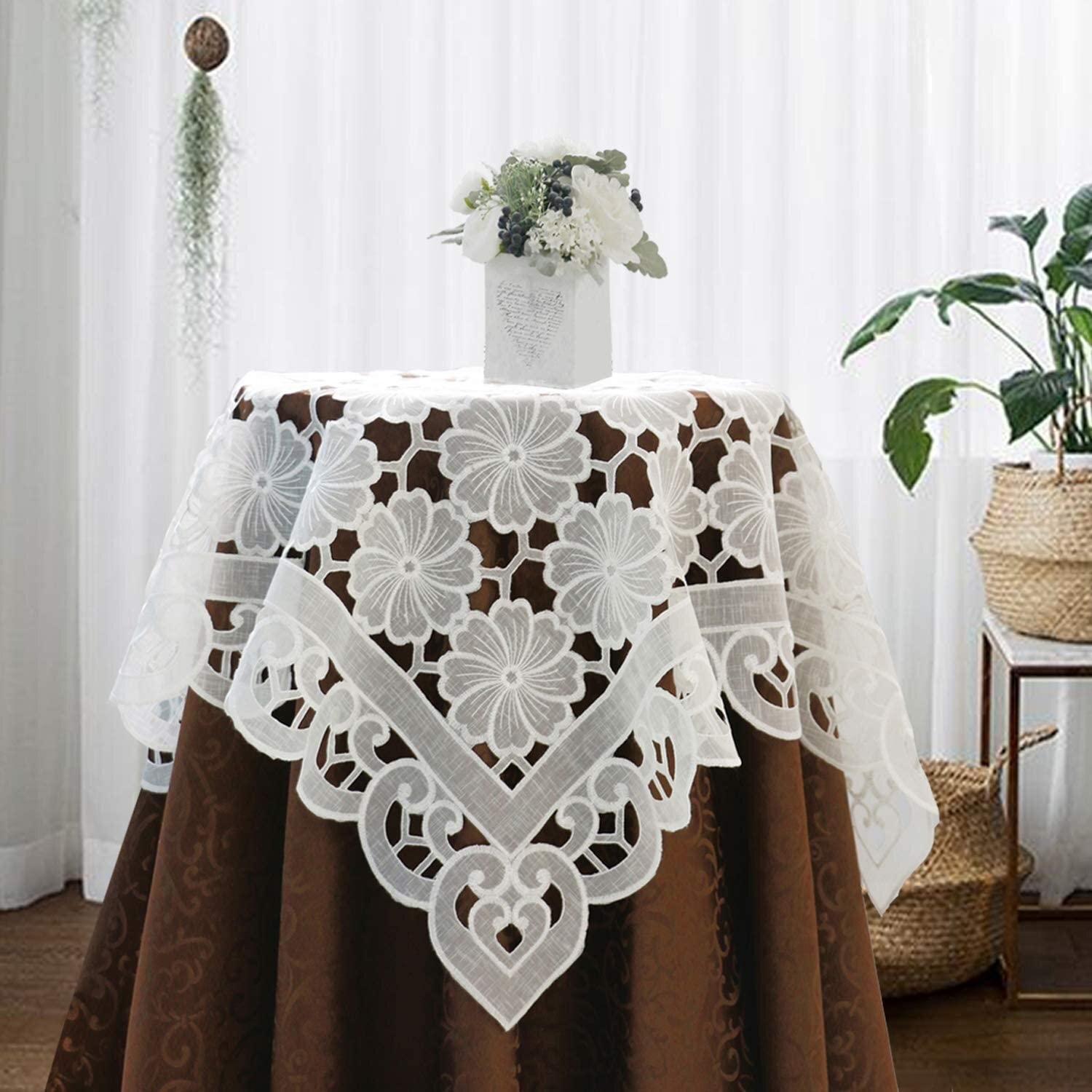 Details about   Spring Bouquet Floral Cutwork Tablecloths Flower Pattern Size Color Variations