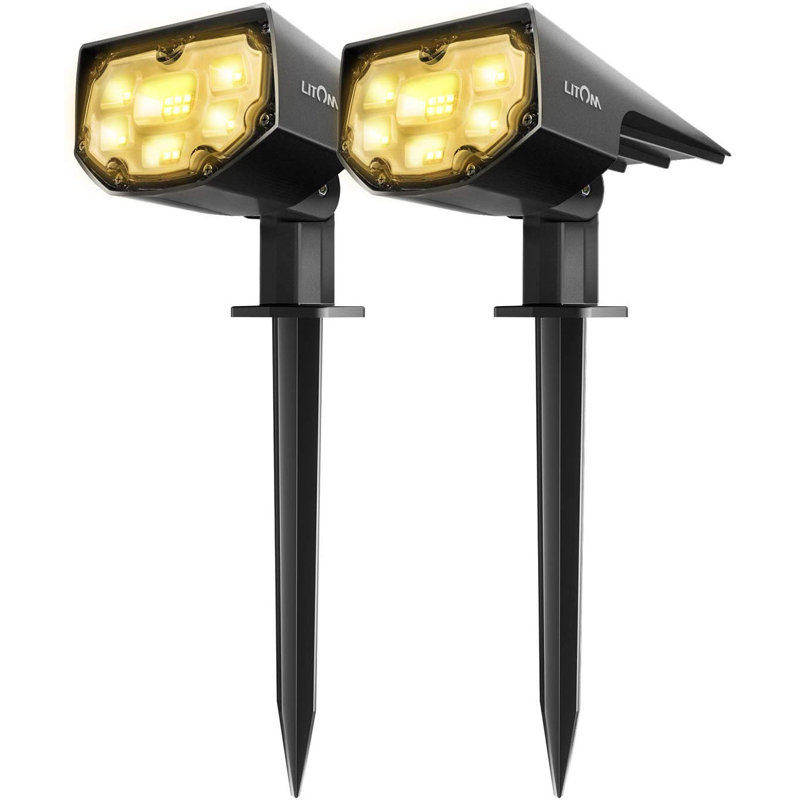Litom Black Solar Powered Integrated Led Spot Light Pack Reviews Wayfair