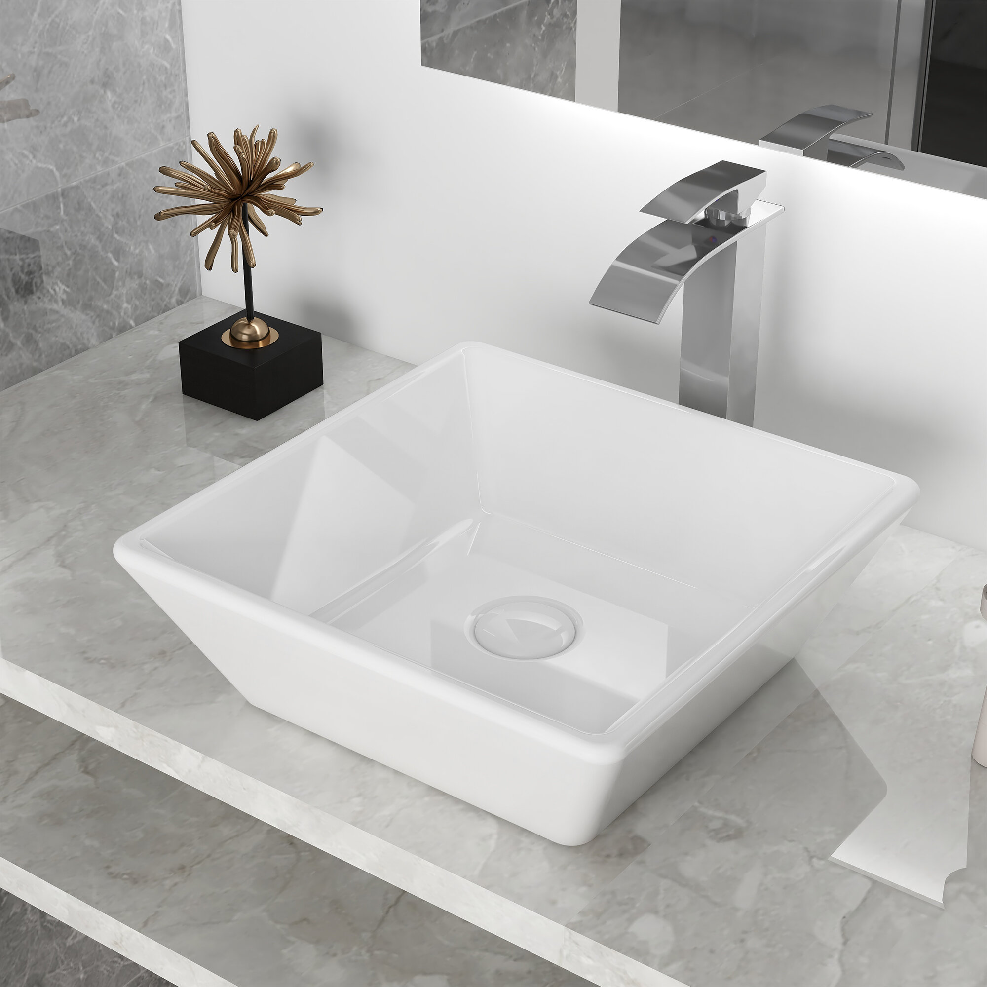Deervalley White Ceramic Handmade Square Vessel Bathroom Sink Reviews Wayfair