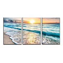 New 4 Panels Picture Framed Sea Seascape Canvas Wall Art Decor Print Beach Home