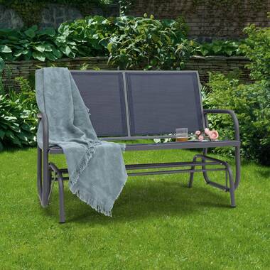 shupe steel rattan outdoor patio double glider bench wrought studio