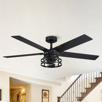 Rish 52'' 5 - Blade Standard Ceiling Fan with Remote Control and Light Kit Included