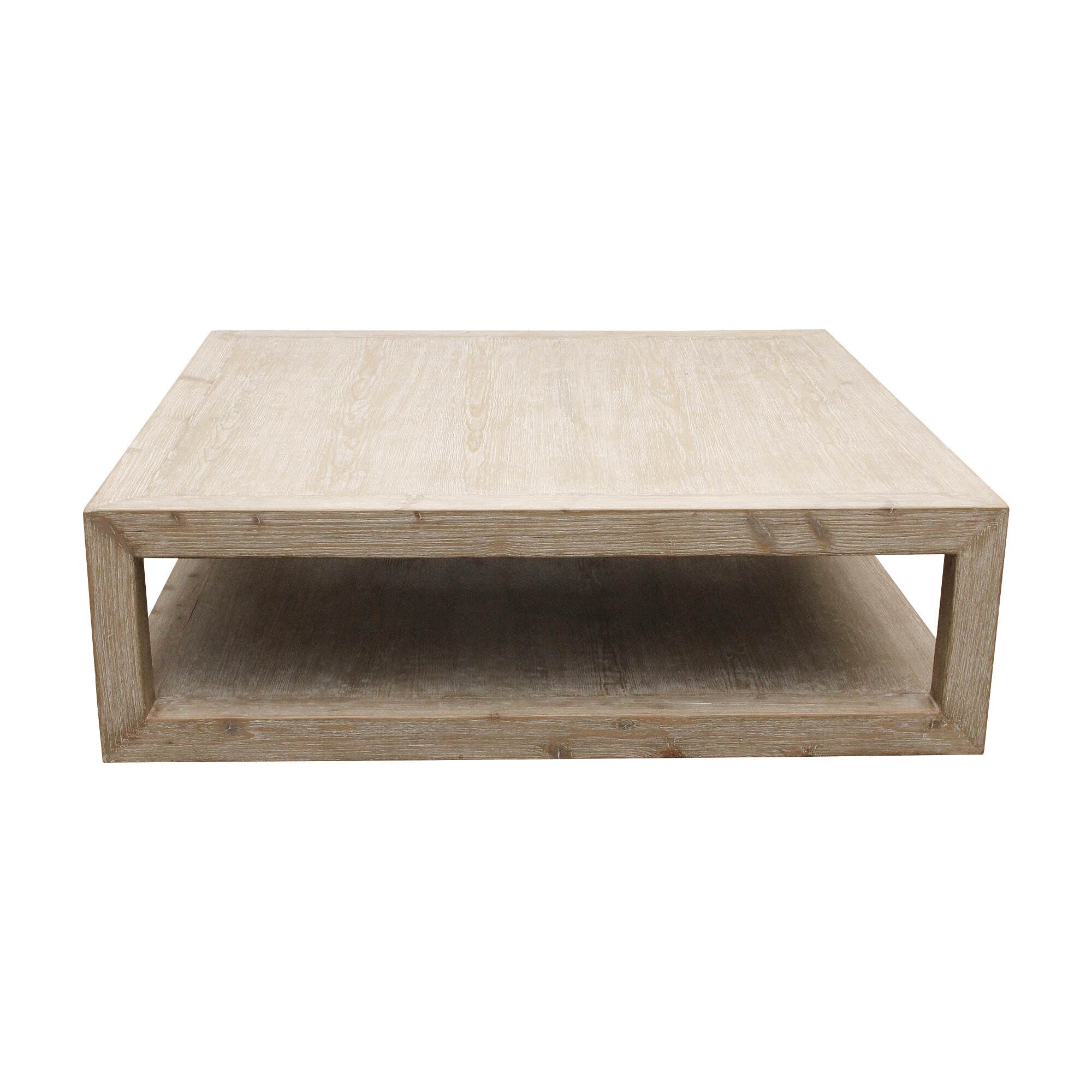 Lilys Living Versatile Peking Grand Framed Square Coffee Table With Weathered White Wash