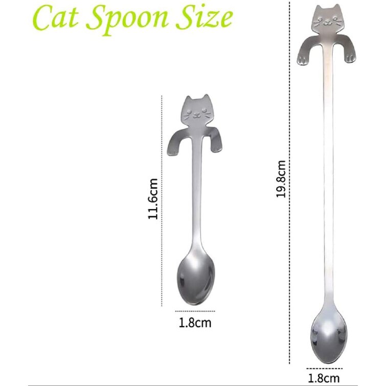 Small 304 Stainless Steel Cat Kitty Coffee Stirring Spoon Colorful Dessert Vy