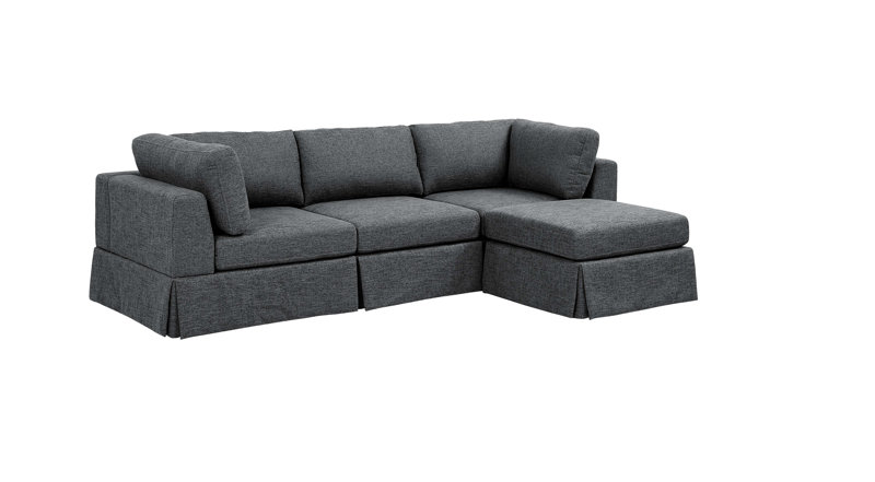 Arkham 104.5" Wide Reversible Modular Corner Sectional with Ottoman Upholstery Color: Gray