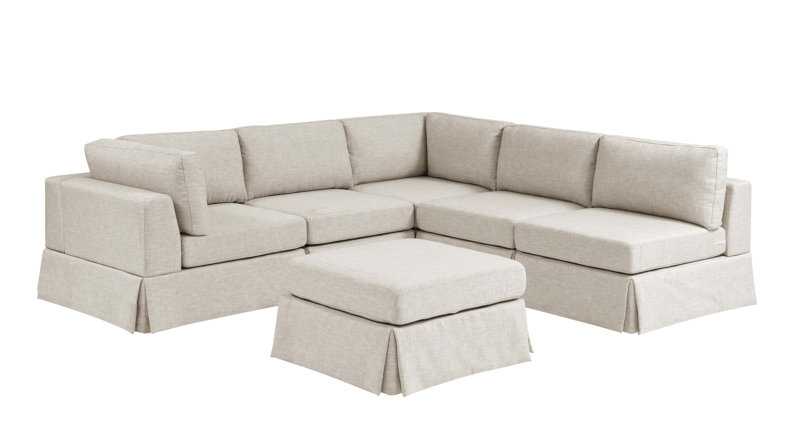 (incomplete)Arbas 104.5" Wide Reversible Modular Corner Sectional with Ottoman Arm Color: Beige