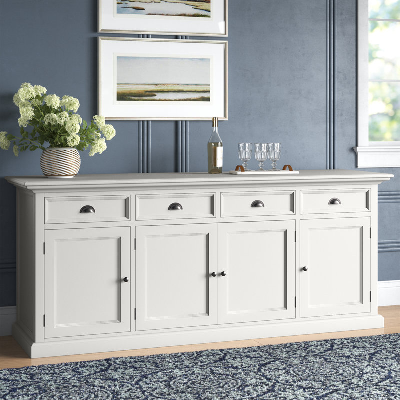 Alfreida 78.74" Wide 4 Drawer Buffet Table Color: White