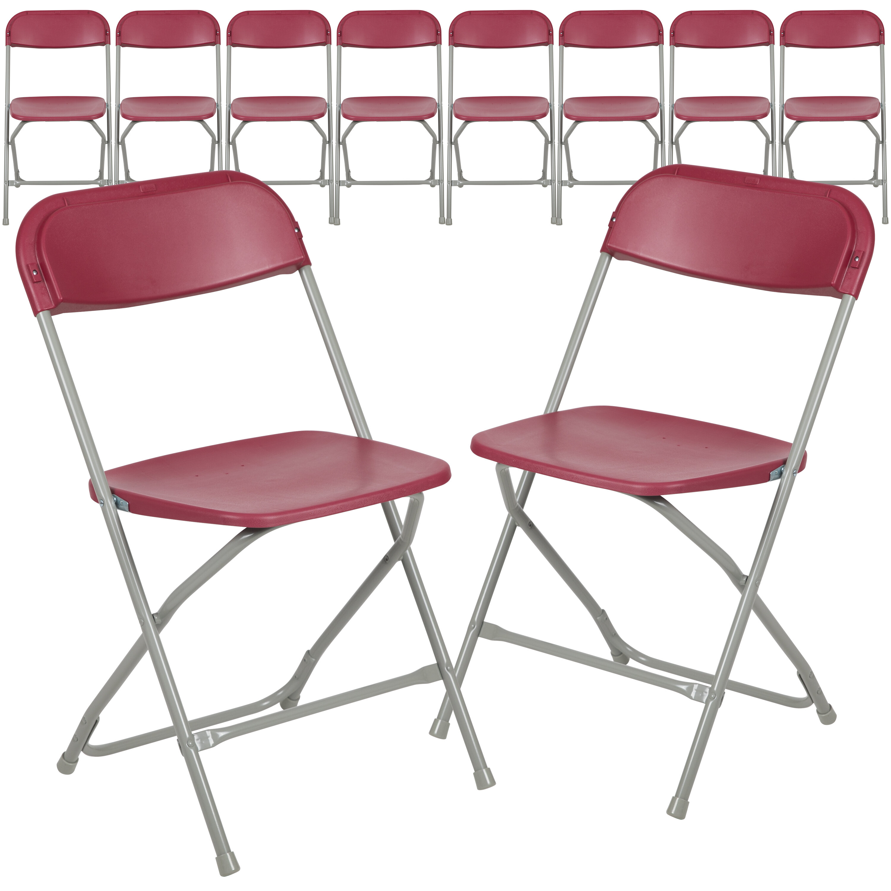 Lot of 20 Heavy Duty Red Metal Folding Chairs 