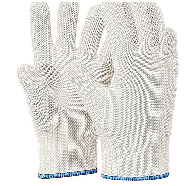 White Five Fingers Heat Resistant Gloves Mitts Oven Cooking Baking BBQ Safety