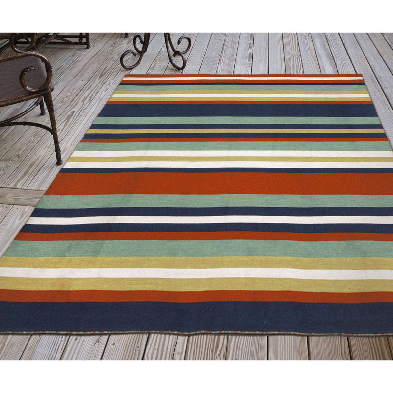Beachcrest Home Ranier Striped Hand Woven Multi Colored Indoor Outdoor Area Rug Reviews Wayfair