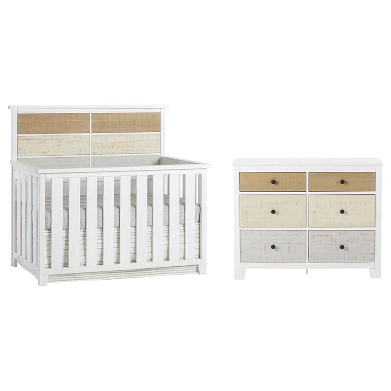 wood crib and dresser set