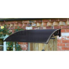 1.2m UV Resistant 120cm Easy Fit Door Canopy Grey Tinted With Black Frame 