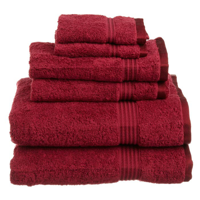 deep red bath towels