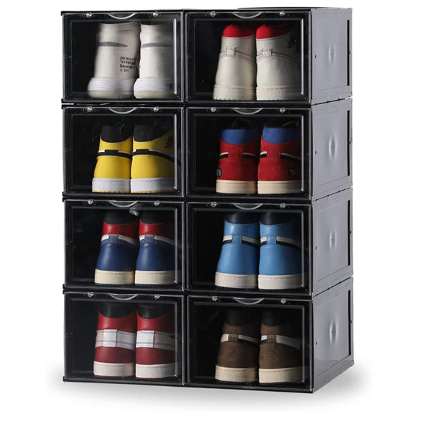 10 Clear Drop Front Sneaker Shoe Box Storage Organizer Containers Stackable! 