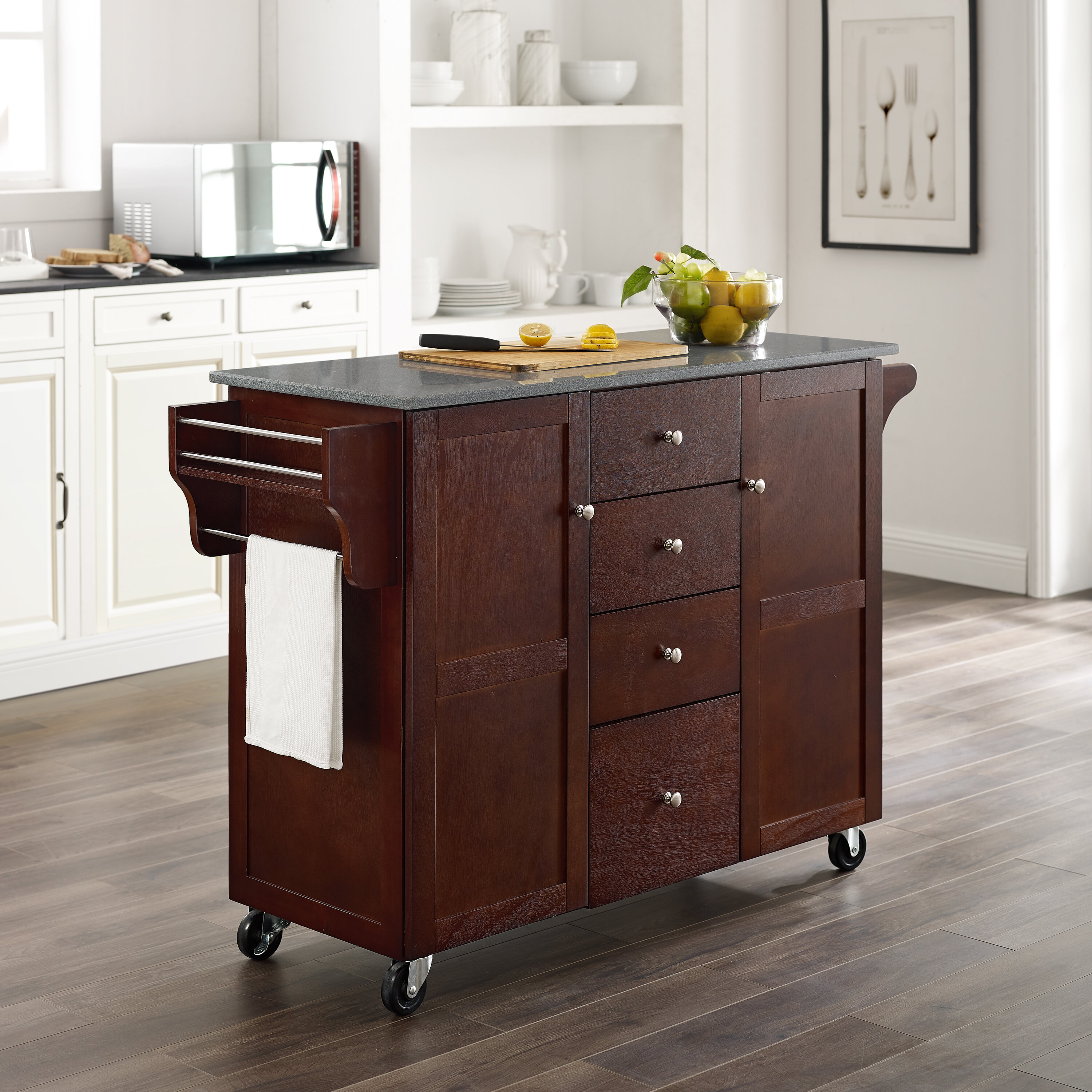 Williston Forge Pepperell Kitchen Cart With Granite Top Reviews