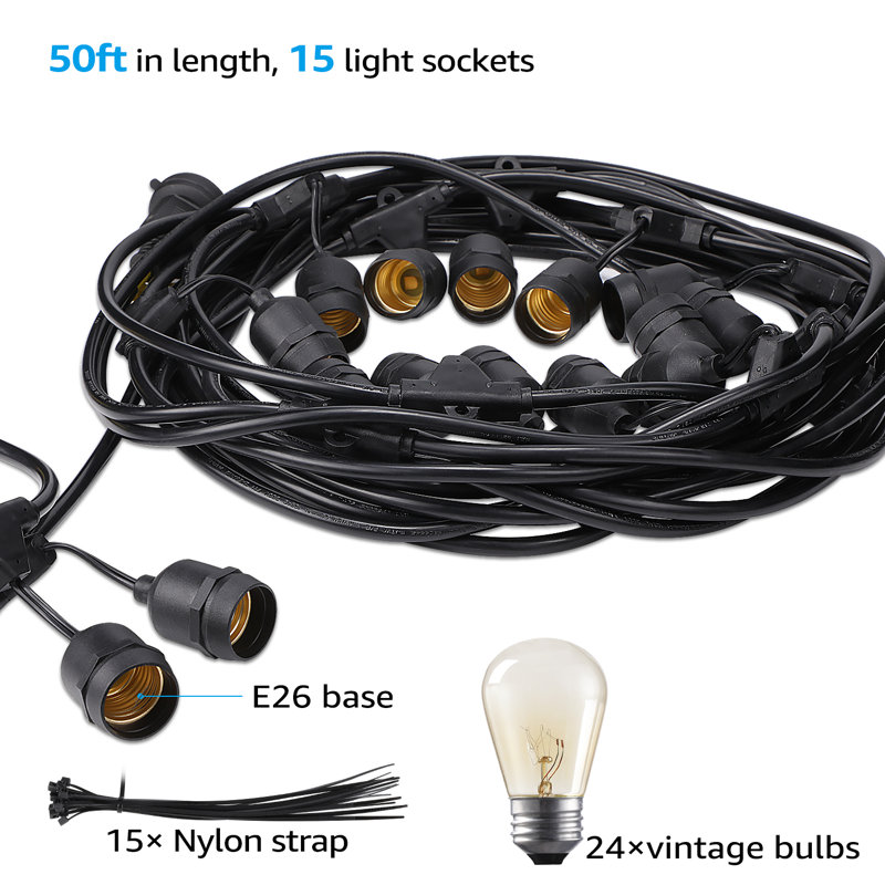 Sol 72 Outdoor Warrington 50 Outdoor 24 Bulb Standard String Light Reviews Wayfair