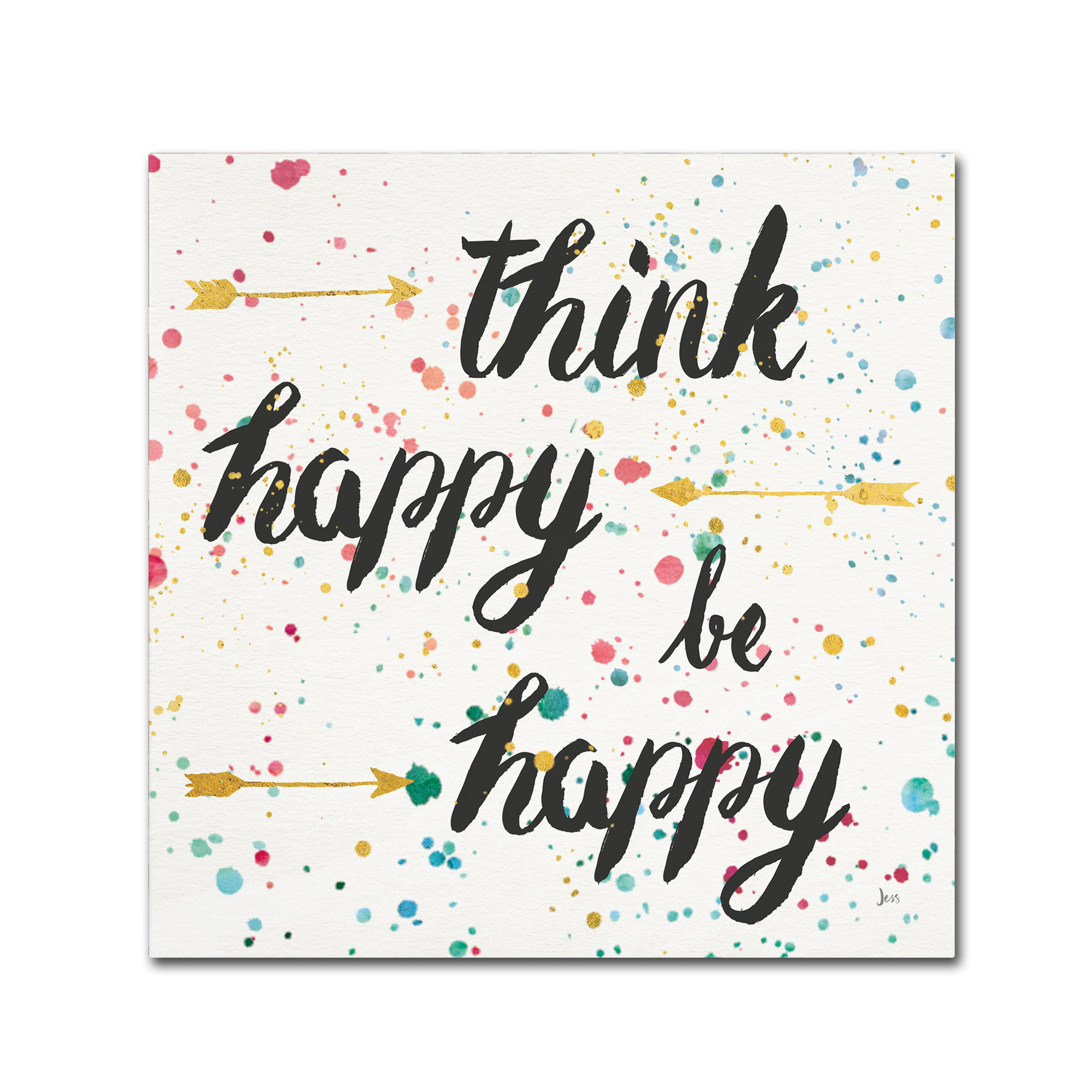Trademark Art Think Happy Ii Textual Art On Wrapped Canvas Wayfair