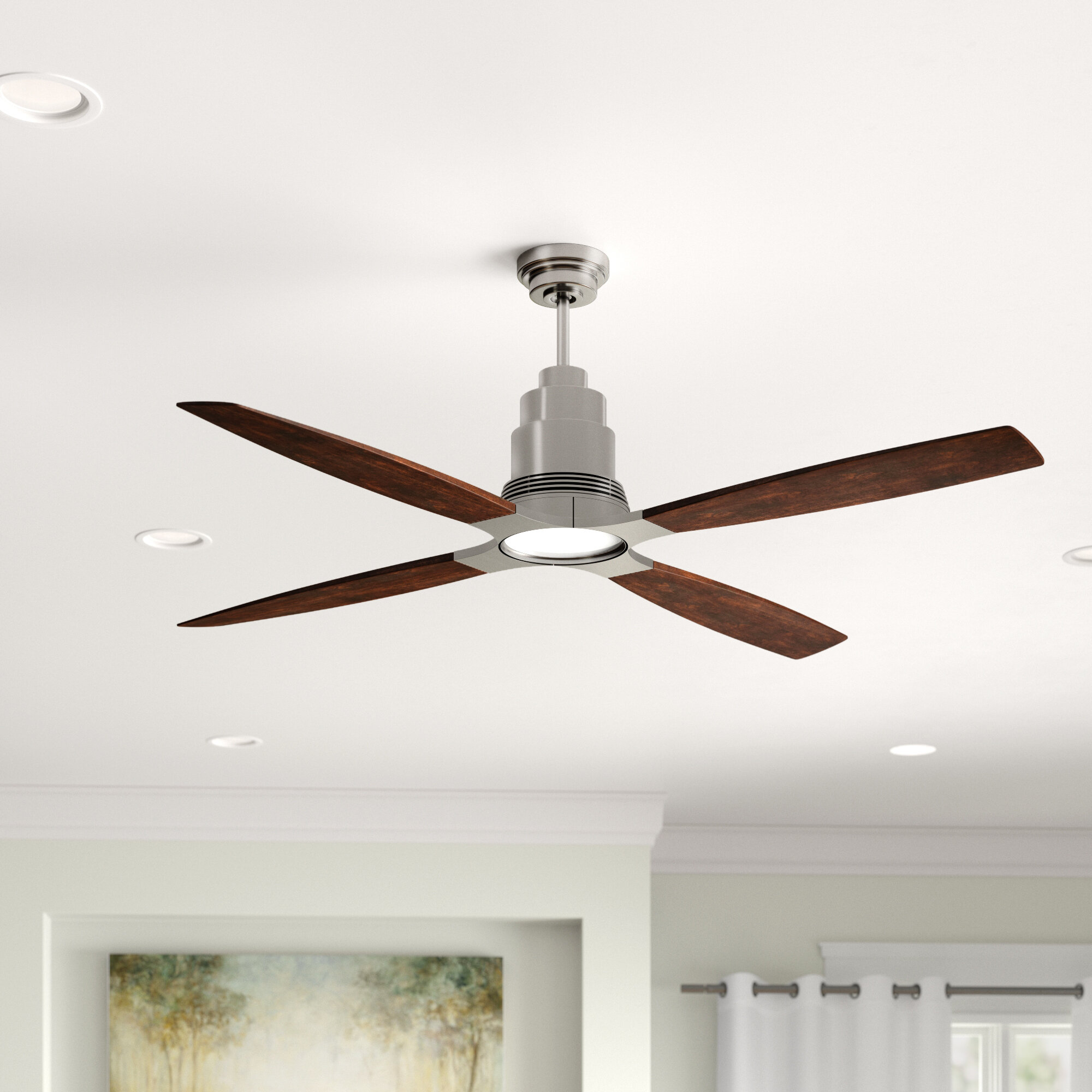 Red Barrel Studio 60 Gulianna 4 Blade Led Propeller Ceiling Fan With Wall Control And Light Kit Included Reviews Wayfair